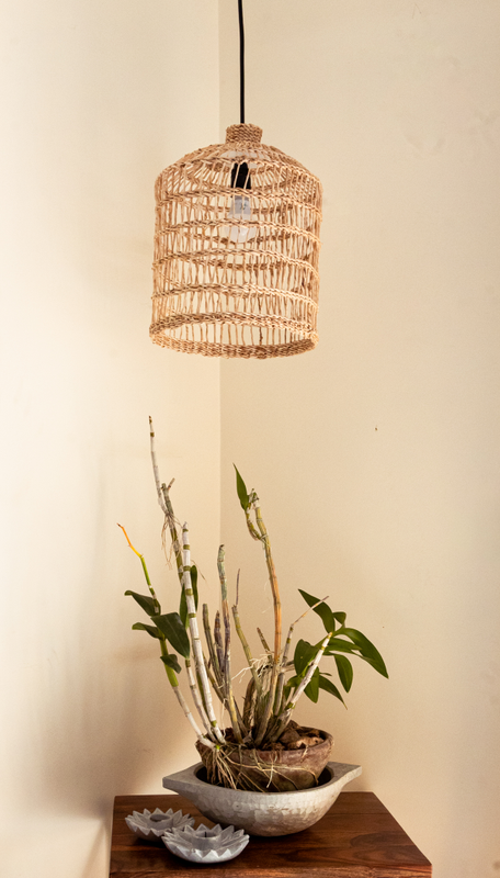 Handmade Banana Bark Indoor Lamp. (Set of 1, Dia27x30cm)