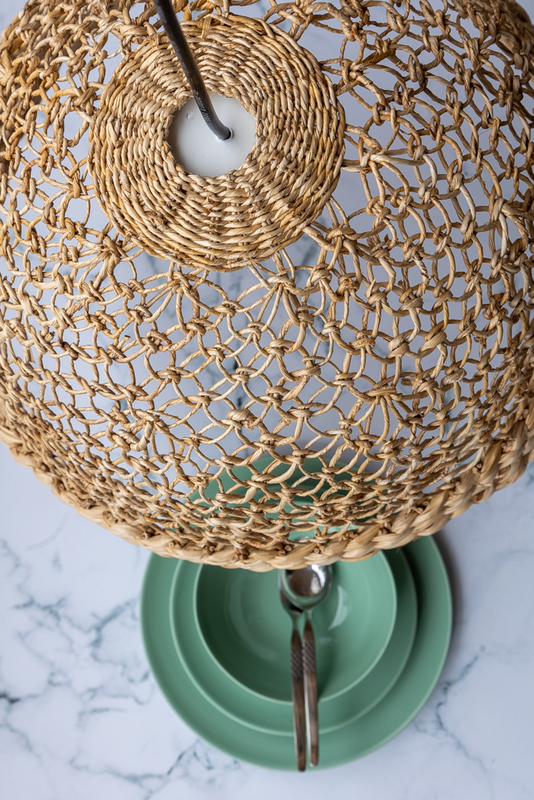 Handmade Banana Bark Indoor Pendant/Ceiling Lamp. Set of 1 (Dia 45x23cm)