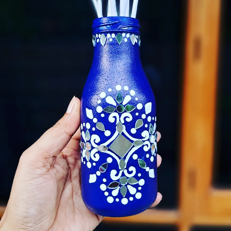 Blue Handpainted Bottle