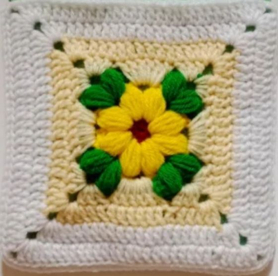 Crochet Woollen Multicolored Cherry Blossom Granny Square